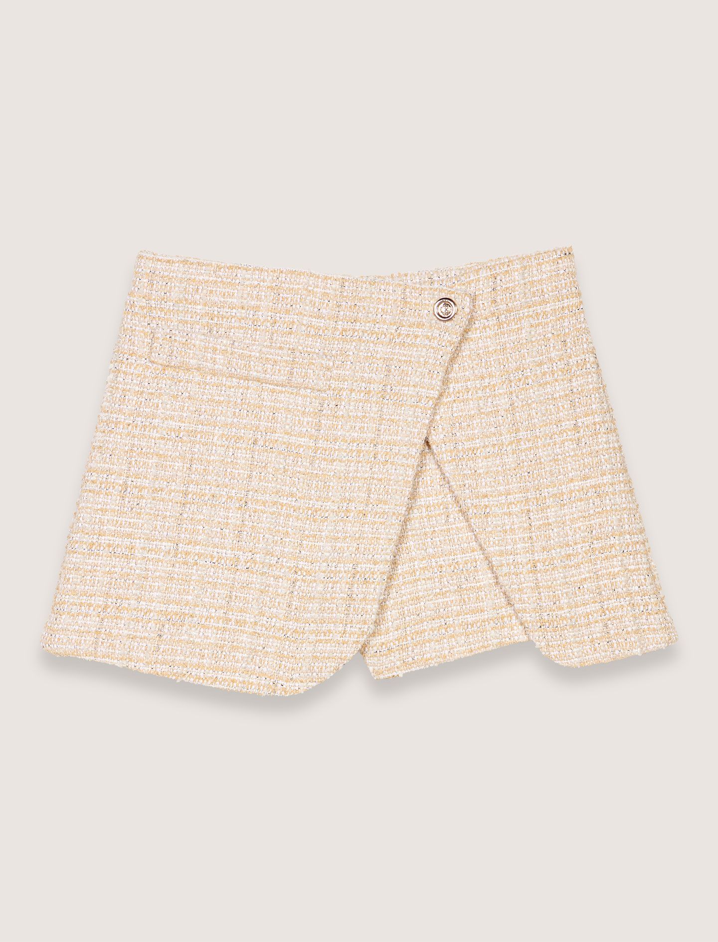 Quần short giả váy tweed xếp lớp